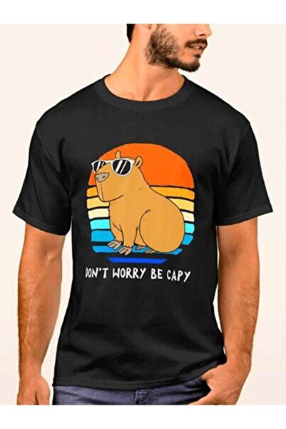 KYMC07 تي شيرت رجالي مريح من Don't Worry Be Capy Funny Capybara، مصنوع من الق...