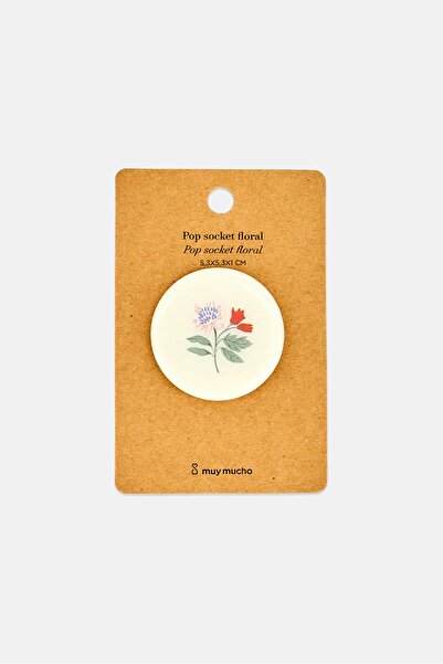 Muy Mucho Floral Pattern Phone Pop Socket, White