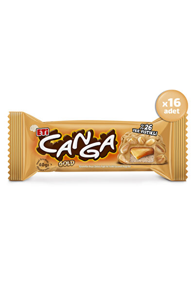 Eti Canga Gold Yer Fıstıklı Karamelli Nuga Bar 40 g x 16 Adet