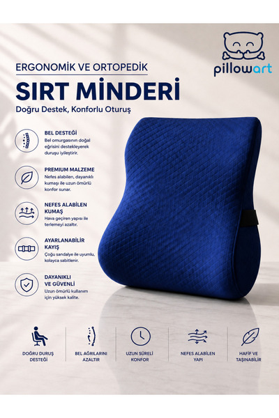 PİLLOWART Ergonomik ve Ortopedik Sırt Minderi Doğru Destek, Konforlu Oturuş