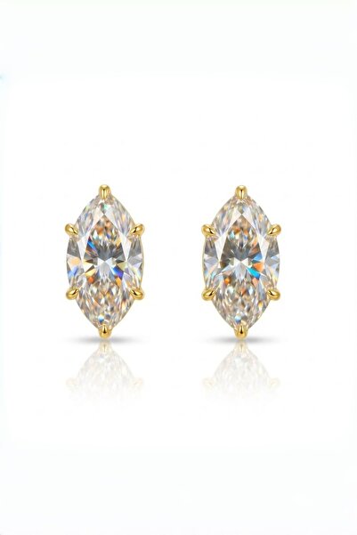 MEETMAY 18K Gold Plated S925 Silver Marquise Cut Moissanite Stud Earrings - 0...