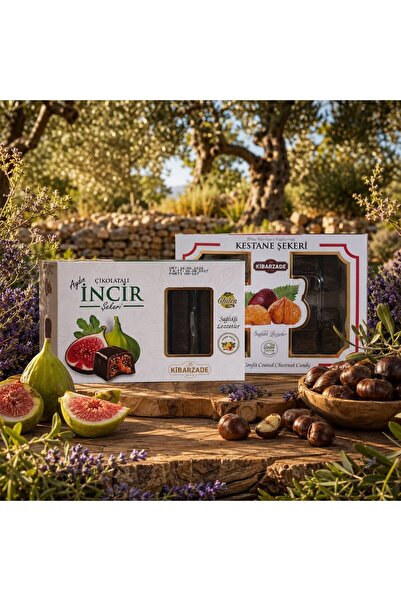 Çikolata Kaplamalı İncir Şekeri (125 gr) & Kestane Şekeri (240 gr) 2’li Set