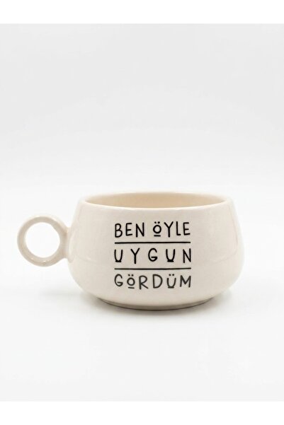 PALTO TASARIM Do Me a Favor Smile Printed Handmade Cream Glossy Luna Mug - Ha...