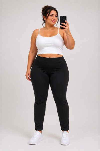 ayz collection Büyük Beden Çelik Kumaş Tayt Toparlayıcı Dar Paça