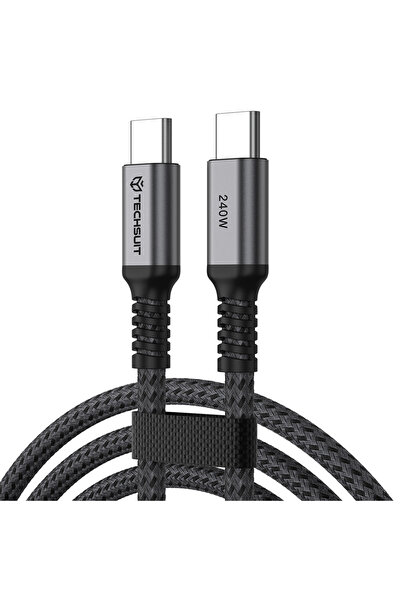 Techsuit Cablu de date TitanSync Pro (CX2) - Type-C la Type-C PD240W, 480Mbps...