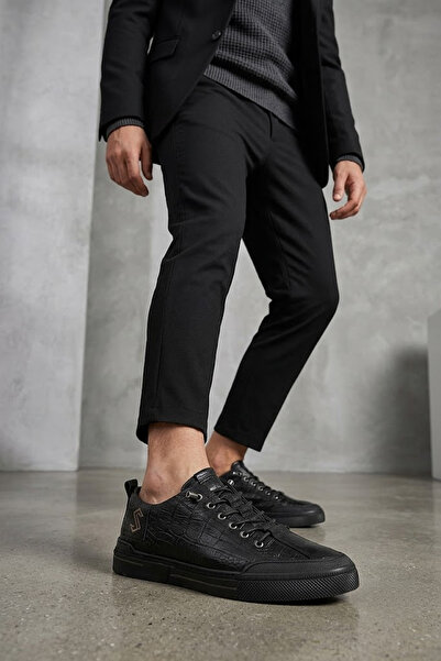 SOLMAZ Secure 2510 Black Genuine Leather Men's Shoes