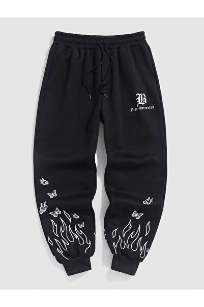 classy moda Unisex Butterfly Front Printed 2 Thread Combed Cotton Baggy Trousers