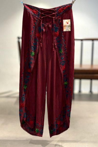 sahnemoda Nakışlı Kapaklı Vaul Şalvar Pantolon