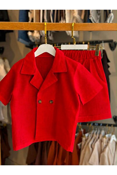 bohemiankids baby wear Red Linen Aren Set