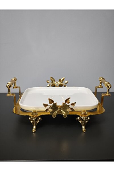 PARILTI HOME COLLECTİON Special Laser-Cut Porcelain Square Serving Plate Luxu...