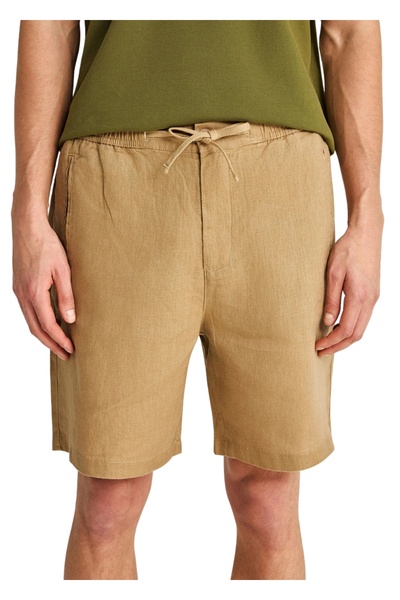 Funky Buddha Λινή Βερμούδα Chino FBM013-009-03 – Warm Sand - m
