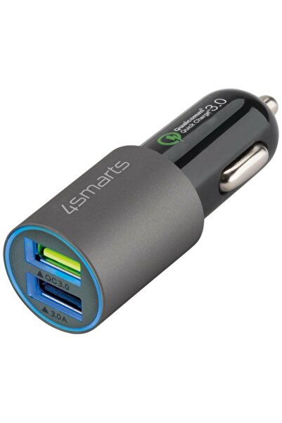4smarts Φορτιστής Αυτοκινήτου 30W, 2x USB-A Γρήγορης Φόρτισης, Γκρι