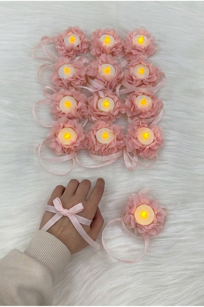 ZEYMERADE Pudra Ledli Kına El Mumu, Düğün, Nedime, Bride, Sünnet, Led Işıklı,...