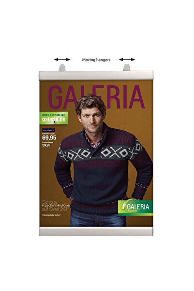 reklam etkisi Poster Tutucu Alüminyum 50 cm - Aletsiz Kurulan Askı Rayı Snap Rail