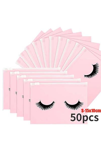 Choice Pink 50pcs 50PCS Eyelash Aftercare Bags Zipper Waterproof Lashes Bag T...