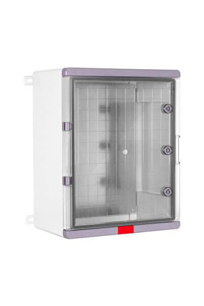 PLASTIM Cutie de distribuție IP67 din ABS gri, ușă transparentă, placă metali...