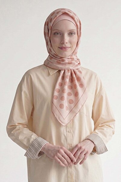 Levidor Yavruağzı Polka Dot Twill Silk Scarf