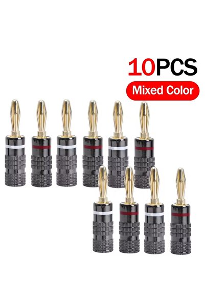choice2 10 قطع من موصلات الموز المعدنية المطلية بالذهب 4 مم للتوصيل السريع لل...