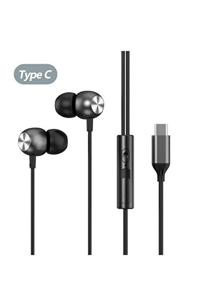 Choice4 سماعات أذن سلكية سوداء من نوع Type-C مع مدخل 3.5 ملم USB Type C، سماع...