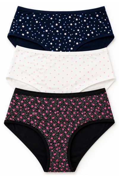 MİSS DONLİZZA Floral High-Waisted Women's Panties Mixed Patterned 3 Pieces