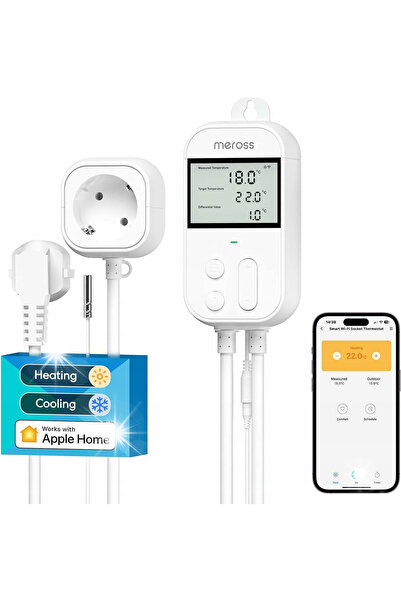 Meross Home Priză inteligentă cu termostat Meross, controler de temperatură, ...