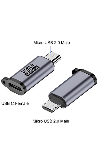 Choice1 2PCS Micro USB Mini USB Type-C Adapter Male Female Converter Data Syn...