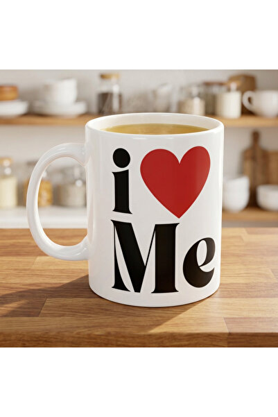 Mood Maker Design "I Love Me" Baskılı Porselen Kupa Bardak 330 ml - Kendine H...