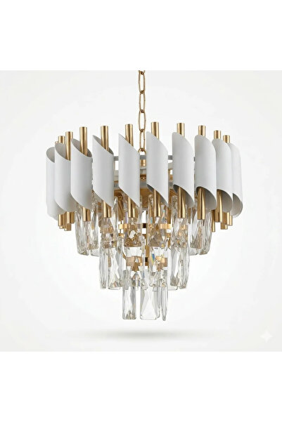 EmaNelcor Candelabru de lux din cristal alb 30 cm – Cristal K9 Premium și met...