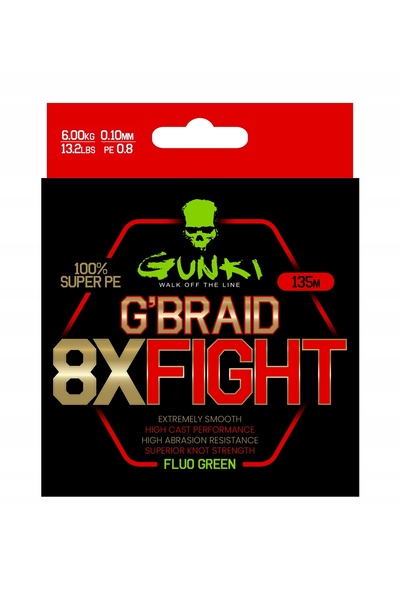 NO BRAND Gunki g'Braid 8X Fight Pe Braid 0.8- 0.10mm 135m