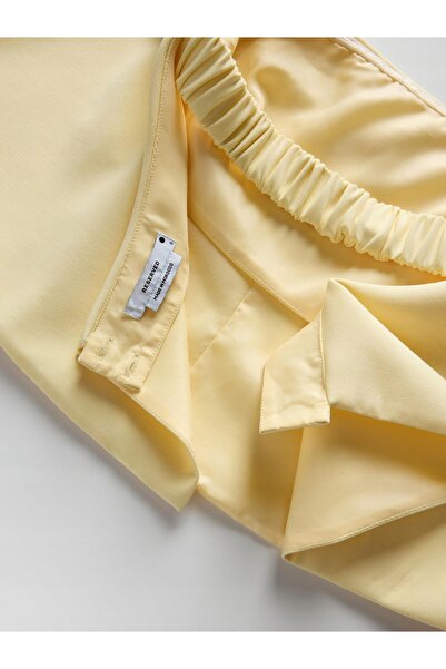 NO BRAND Top clasic, neted, stil Baskin, cu umerii goi, galben deschis, mărim...