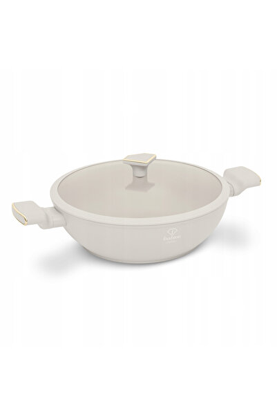 NO BRAND Oală din ceramică cu capac 30 cm, fashion ftv-0063 crem-auriu mat