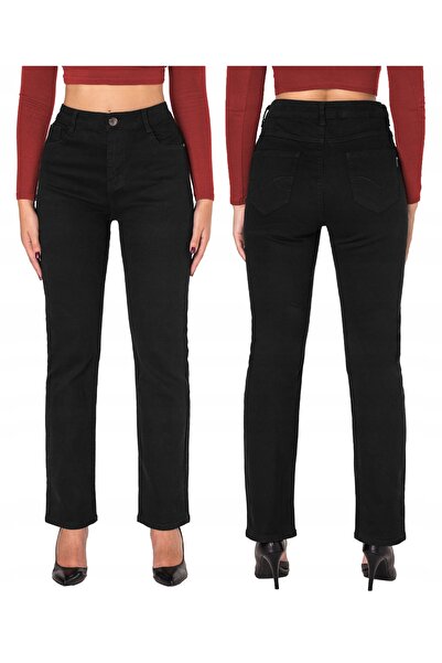 NO BRAND Pantaloni eleganți negri de damă, croială dreaptă, talie înaltă 1859 37