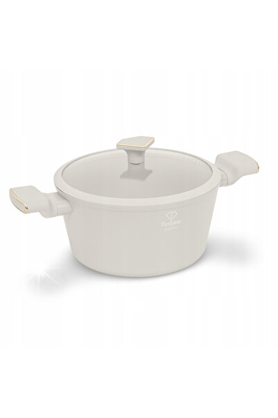 NO BRAND Oală cu capac de 24 cm, Fashion Ftv-0069, Mată, crem-auriu