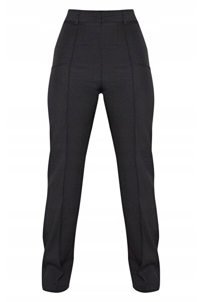 NO BRAND Pantaloni negri drepți, cu picior lung, talie înaltă, mărime mică, P...