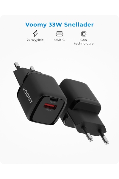 NO BRAND Încărcător rapid Voomy GaN PD3.0 33W QC 4.0 QC3.0 1x USB-C 1x USB-A