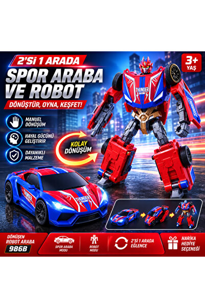 TRUST STORE Transforming Robot Car 2-in-1 Sports Car and Robot Toy Manual Tra...