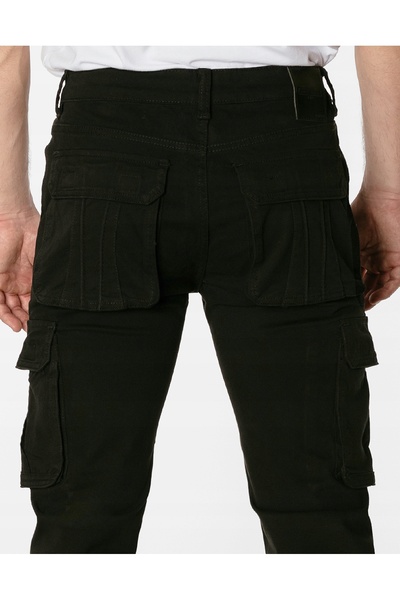 NO BRAND Pantaloni cargo militari de trekking pentru bărbați, negri, cu 6 buz...