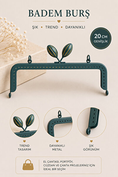 vollen yarn Metal Almond Model Bag Frame 20 cm Handbag Frame Portfolio Wallet...