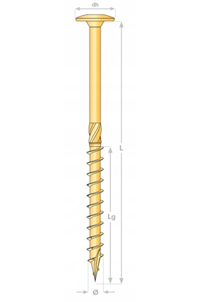 Domax CT 10x260mm 25 bucăți șuruburi pentru lemn cu cap talerzowy
