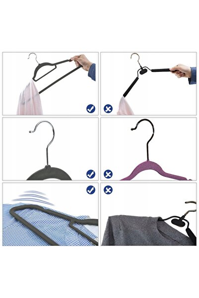 NO BRAND Umerașe de catifea pentru haine, 60 bucăți, pentru dulap, umerașe de...