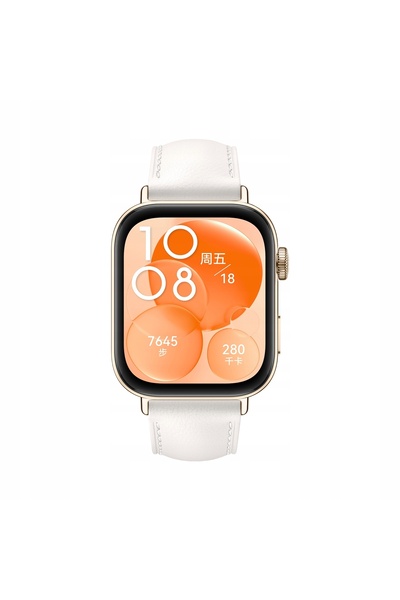 NO BRAND Huawei Watch Fit 3 Alb Clasic Smartwatch cu curea din piele