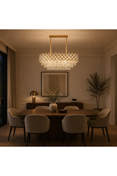 VECTORIA Candelabru de cristal Supremo, 8xE14, Dimensiuni 75x39cm, Auriu, Înă...