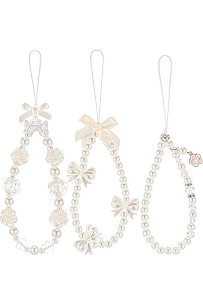 Generic 3 Pcs Phone Charms Strap, Camera Charm Strap, Pearl Beaded Butterfly ...