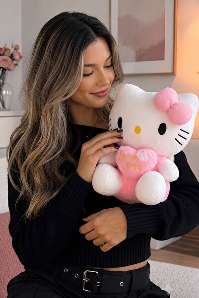 STORE24 I Love You Kalpli Hello Kitty Peluş – Sevgiliye, Kıza Romantik Peluş Oyuncak