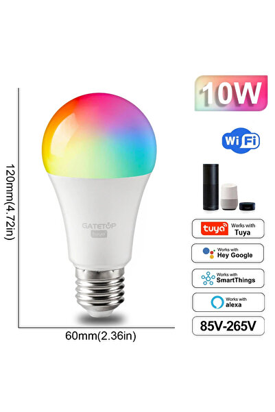 Choice Yes 85-265V A60 10W E27 RGB Smart LED Bulb Dimmable Tuya Gu10 C37 A60 ...
