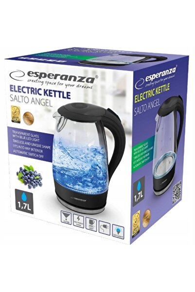 NO BRAND Fierbător electric fără fir 1.7L 2200W Sticlă neagră