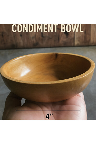 Kanyaka Handcrafted white Teak Wood Sauce/ Chutney Bowl- Set of 2