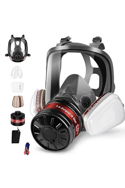NO BRAND Kit cartuș filtru anti-praf și anti-gaz, cu protecție completă, pent...