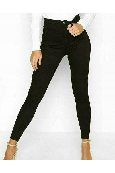 NO BRAND Pantaloni din denim negru, skinny, cu talie înaltă, lungime 7/8, Boo...