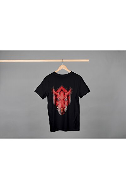Noname Tricou Unisex Bumbac Premium Casual " Cap de porc rosu " Inscriptie